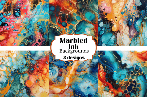 8 Colorful Marbled Ink Backgrounds: Your Creative Toolkit