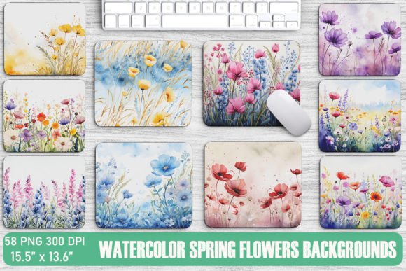 Bring Your Projects to Life with Watercolor Spring Flowers Backgrounds