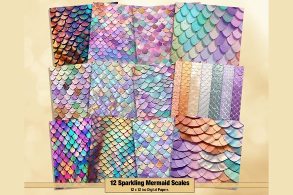 Dive into Design with Mermaid Tail Scales Digital Backgrounds