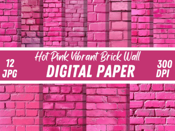 Hot Pink Brick Wall Backgrounds Paper: Bold & Versatile