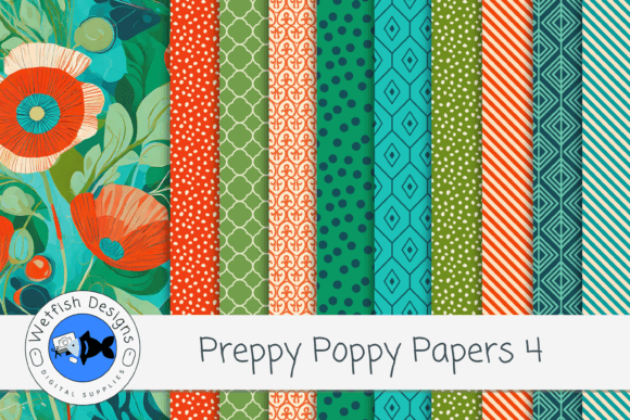 Preppy Poppy Digital Paper Backgrounds 4: A Designer's Asset Kit