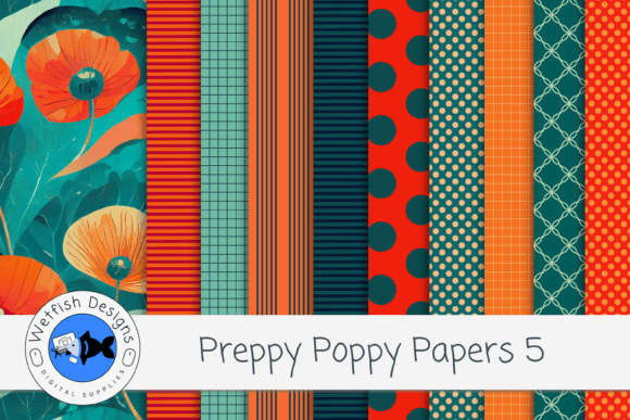 Preppy Poppy Digital Paper Backgrounds 5: Your New Design Staple