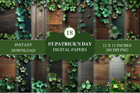 St. Patrick's Day Leaf Clover Backgrounds for Designers