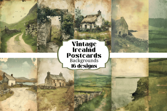 Timeless Irish Charm: 16 Vintage Ireland Postcards Backgrounds