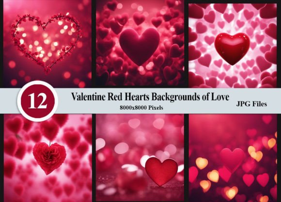 Valentine Red Hearts Backgrounds of Love for Digital Design