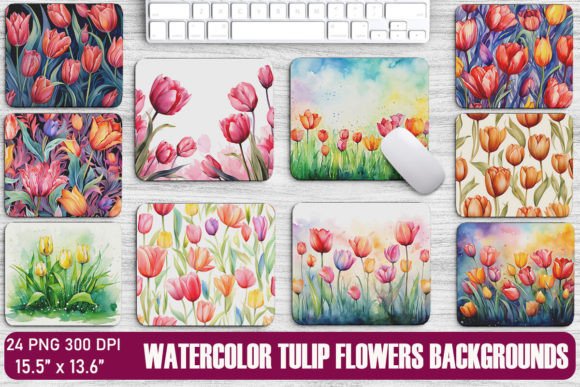 Watercolor Tulip Flowers Backgrounds: A Designer's Spring Palette